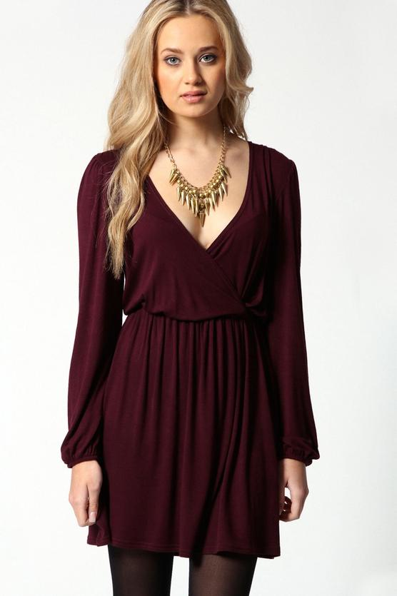 Adriana Jersey Long Sleeve Wrap Dress